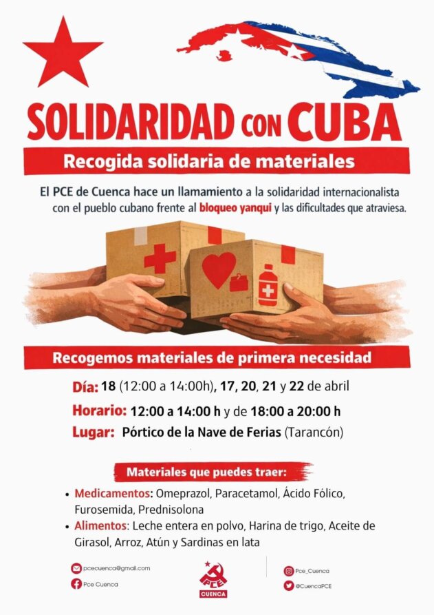 El PCE continúa en Tarancón su campaña de solidaridad con Cuba en la provincia de Cuenca