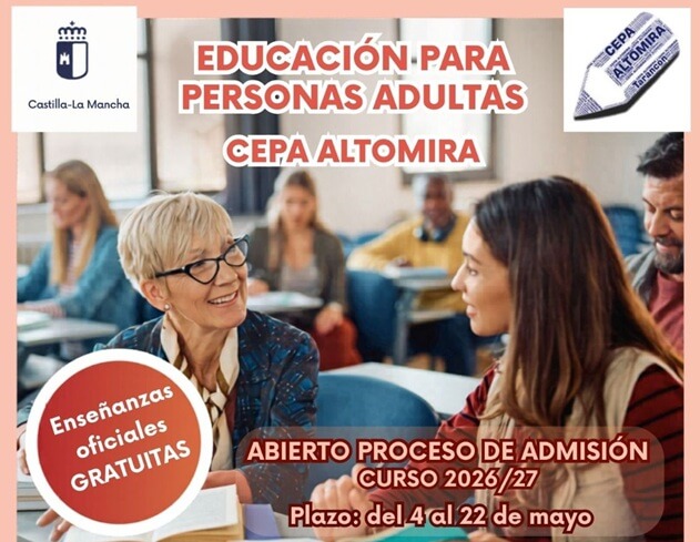Abierto el plazo de admisión en el CEPA Altomira de Tarancón y sus aulas comarcales