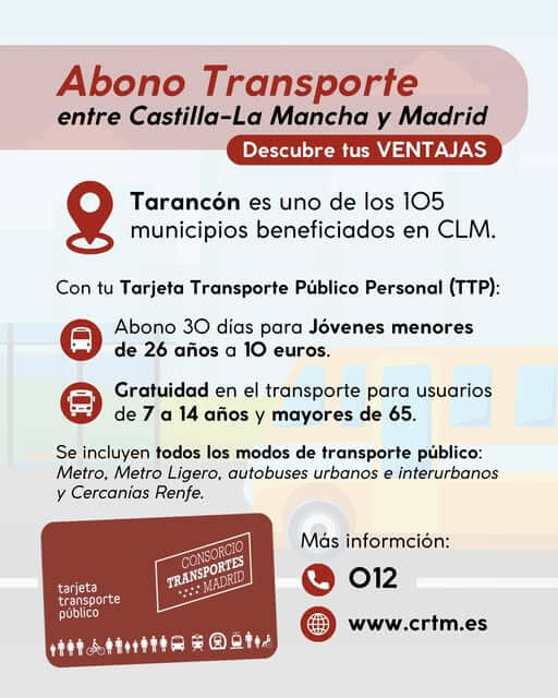 Tarancón se beneficia del nuevo Abono Transporte entre Castilla-La Mancha y Madrid