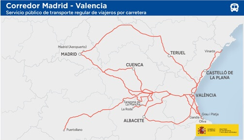 El Gobierno aprueba el nuevo corredor del mapa concesional para rutas entre Madrid, Castilla-La Mancha, Aragón y Comunitat Valenciana  