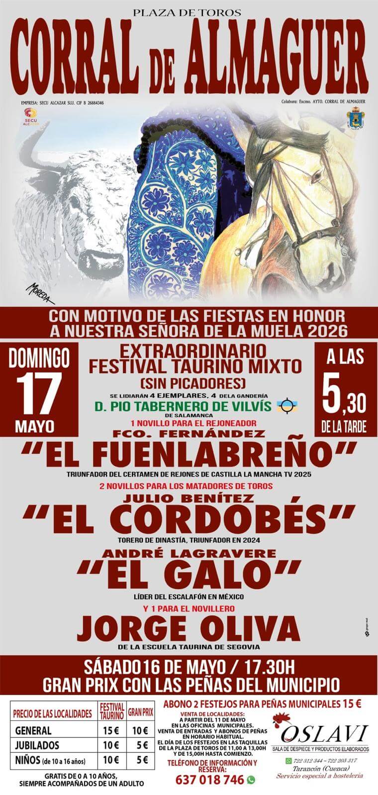 Corral de Almaguer celebrará un festival taurino mixto organizado por Mario Hidalgo