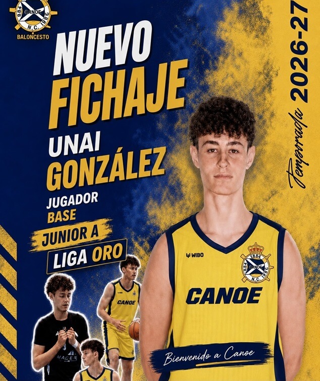 Unai Gonzalez, jugador Junior de Baloncesto, ficha por el Real Canoe  Club de Baloncesto de Madrid.